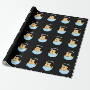 Papel De Regalo Pup-puccino Funny Doggy Cappuccino Pun Dark BG
