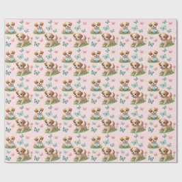 Papel De Regalo Puppies and Butterflies Pattern Baby Bib