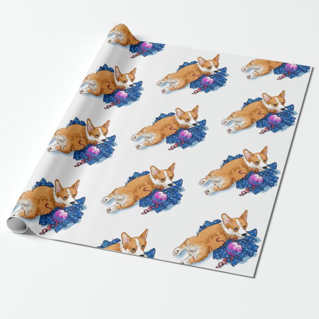 Papel De Regalo Puppy disfruta de Navidades (Desenrollado)