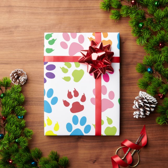 Papel De Regalo puppy dog paws tracks art pattern (Regalo de vacaciones)