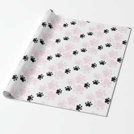 Papel De Regalo Puppy Paws Pattern Pink And Black