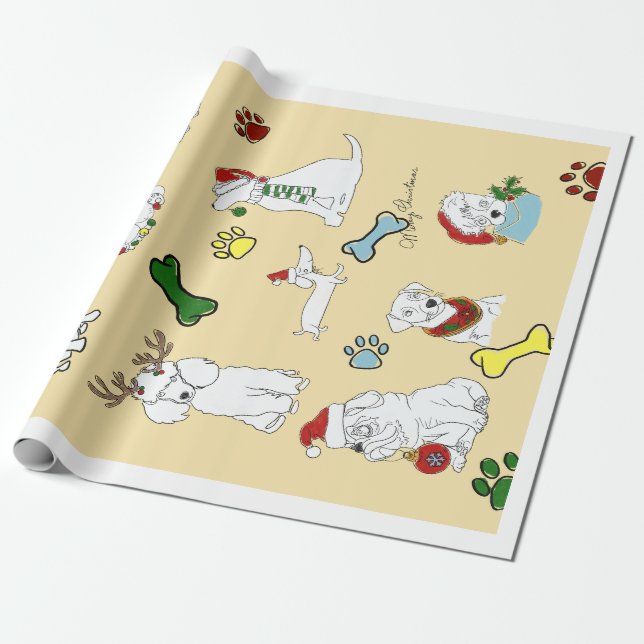 PAPEL DE REGALO PUPPY XMAS WRAPPING PAPER (Desenrollado)