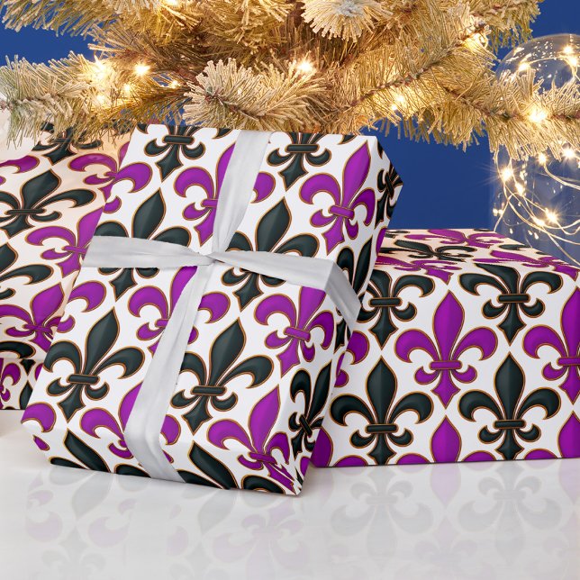Papel De Regalo Purple Black Baroque Fleur-de-lis Pattern Design  (Subido por el creador)