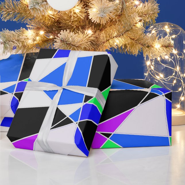 Papel De Regalo Purple blue white triangle abstract  (Vacaciones)
