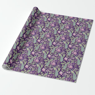 Papel De Regalo Purple Chinoiserie pavo real desconexión floral