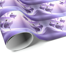 Papel De Regalo Purple Christmas Ball Holiday Wrapping Paper