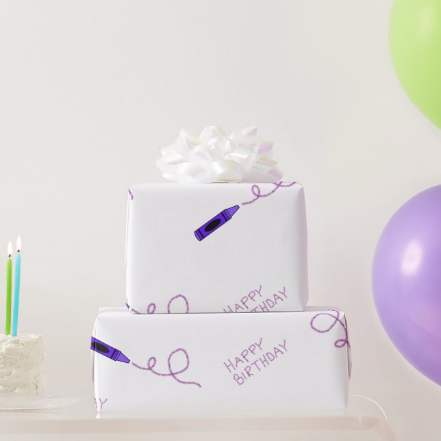 Papel De Regalo Purple Crayon (Regalos de fiesta)