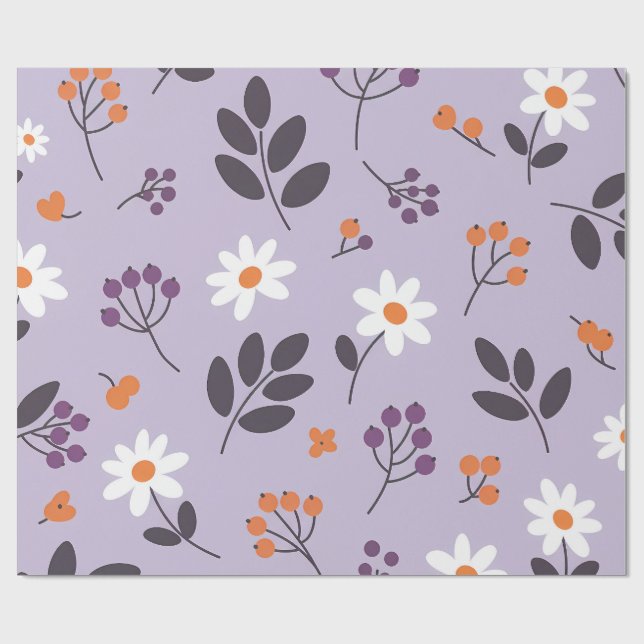 Papel De Regalo Purple Daisy Floral Pattern - Seamless Botanical  (Superficie plana)