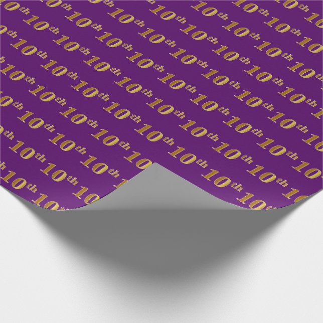 Papel De Regalo Purple, Faux Gold 10 (Décimo) Evento (Esquina)