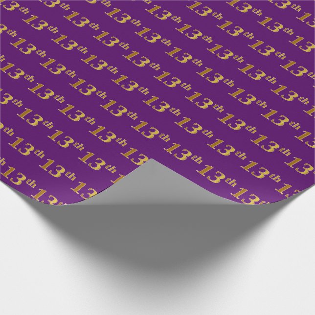 Papel De Regalo Purple, Faux Gold 13th (XIII) Event (Esquina)