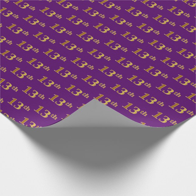 Papel De Regalo Purple, Faux Gold 13th (XIII) Event (Esquina)