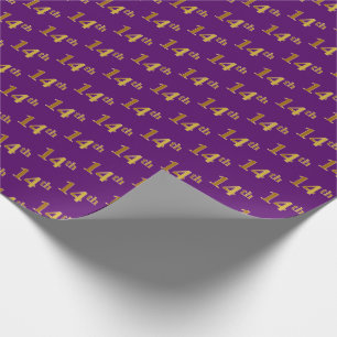 Papel De Regalo Purple, Faux Gold 14th (decimocuarto) Event