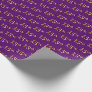 Papel De Regalo Purple, Faux Gold 15th (XV) Event