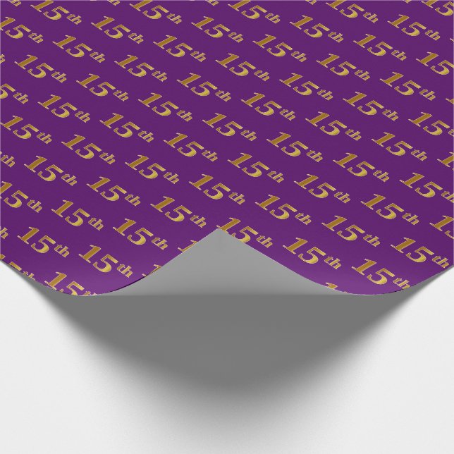 Papel De Regalo Purple, Faux Gold 15th (XV) Event (Esquina)