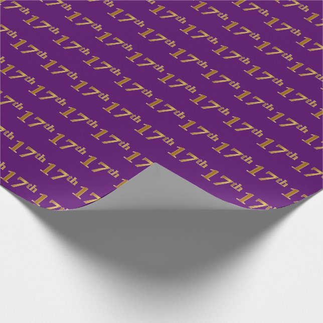 Papel De Regalo Purple, Faux Gold 17th (17ª) Event (Esquina)