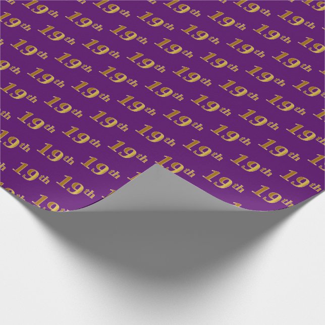 Papel De Regalo Purple, Faux Gold 19th (XIX) Event (Esquina)
