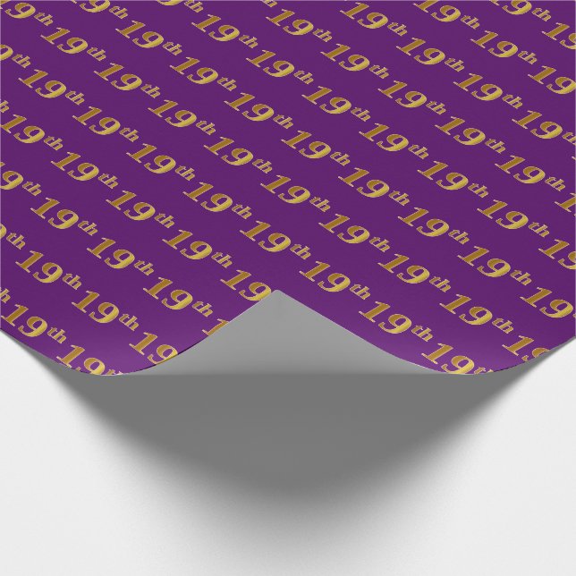Papel De Regalo Purple, Faux Gold 19th (XIX) Event (Esquina)