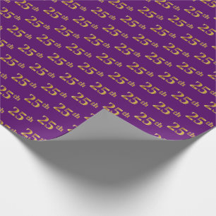 Papel De Regalo Purple, Faux Gold 25th (Veinticinco) Event