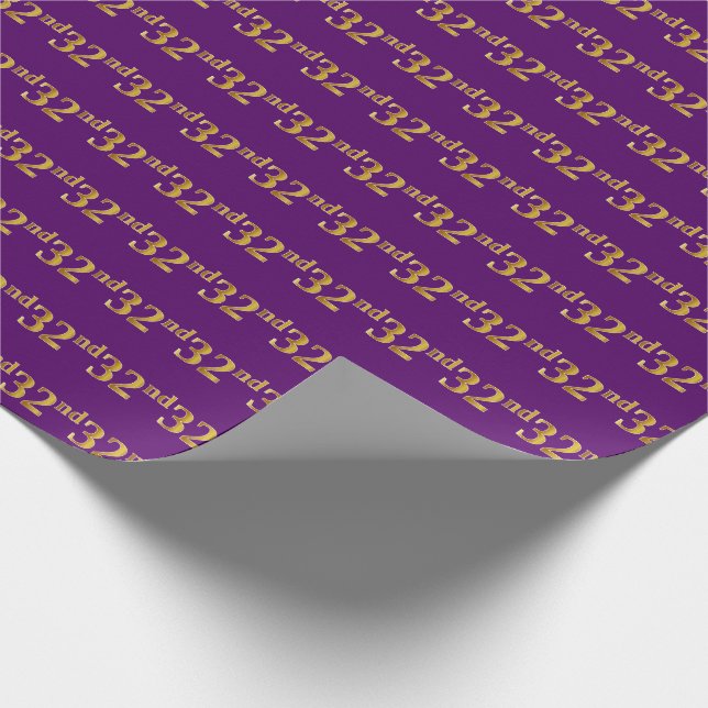 Papel De Regalo Purple, Faux Gold 32nd (32º) Evento (Esquina)