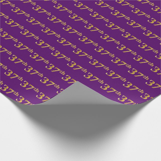 Papel De Regalo Purple, Faux Gold 37th (37ª) Event (Esquina)