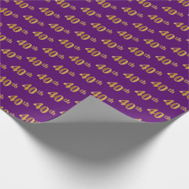 Papel De Regalo Purple, Faux Gold 40th (cuadragésimo) Evento