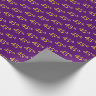 Papel De Regalo Purple, Faux Gold 45th (45º) Evento