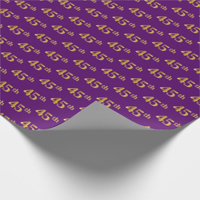 Papel De Regalo Purple, Faux Gold 45th (45º) Evento (Esquina)
