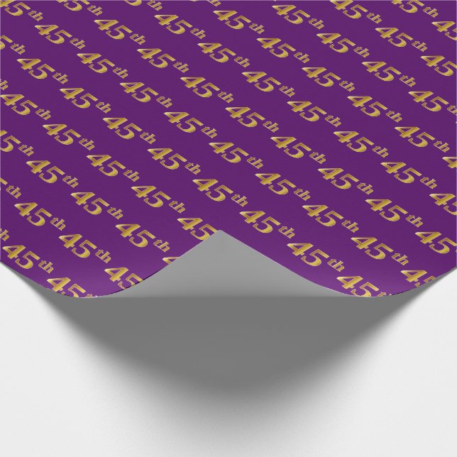 Papel De Regalo Purple, Faux Gold 45th (45º) Evento (Esquina)