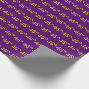 Papel De Regalo Purple, Faux Gold 46th (Cuarenta y Sexto) Event