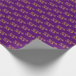 Papel De Regalo Purple, Faux Gold 55th (Cincuenta y Quinto) Evento