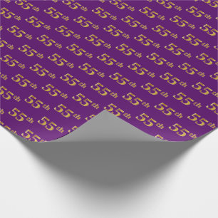 Papel De Regalo Purple, Faux Gold 55th (Cincuenta y Quinto) Evento