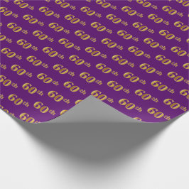 Papel De Regalo Purple, Faux Gold 60th (Sexagésimo) Event
