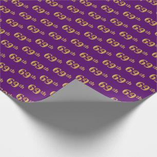 Papel De Regalo Purple, Faux Gold 69º (Sexagésimo Noveno) Evento