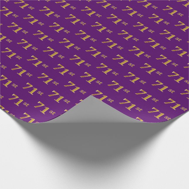 Papel De Regalo Purple, Faux Gold 71st (Setenta y Primer) Evento (Esquina)