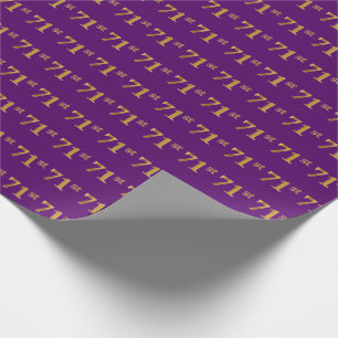 Papel De Regalo Purple, Faux Gold 71st (Setenta y Primer) Evento