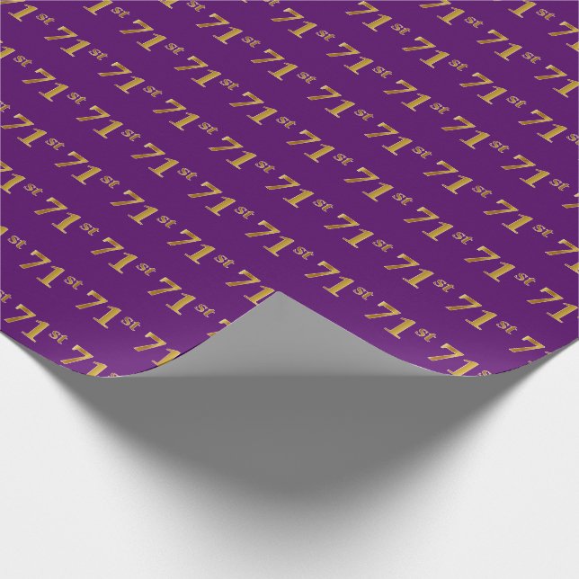 Papel De Regalo Purple, Faux Gold 71st (Setenta y Primer) Evento (Esquina)
