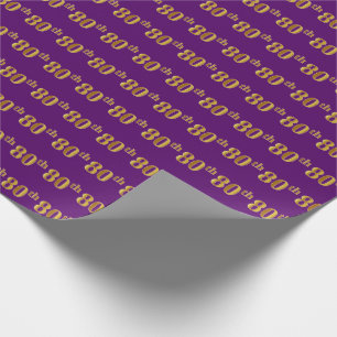 Papel De Regalo Purple, Faux Gold 80th (Ochenta) Event