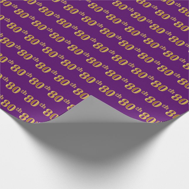 Papel De Regalo Purple, Faux Gold 80th (Ochenta) Event (Esquina)