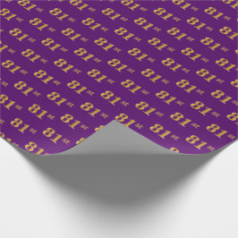 Papel De Regalo Purple, Faux Gold 81st (Ochenta Y Primer) Evento