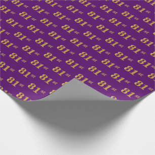 Papel De Regalo Purple, Faux Gold 81st (Ochenta Y Primer) Evento