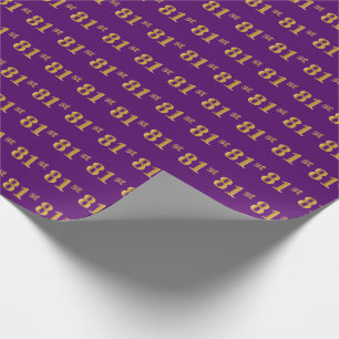Papel De Regalo Purple, Faux Gold 81st (Ochenta Y Primer) Evento
