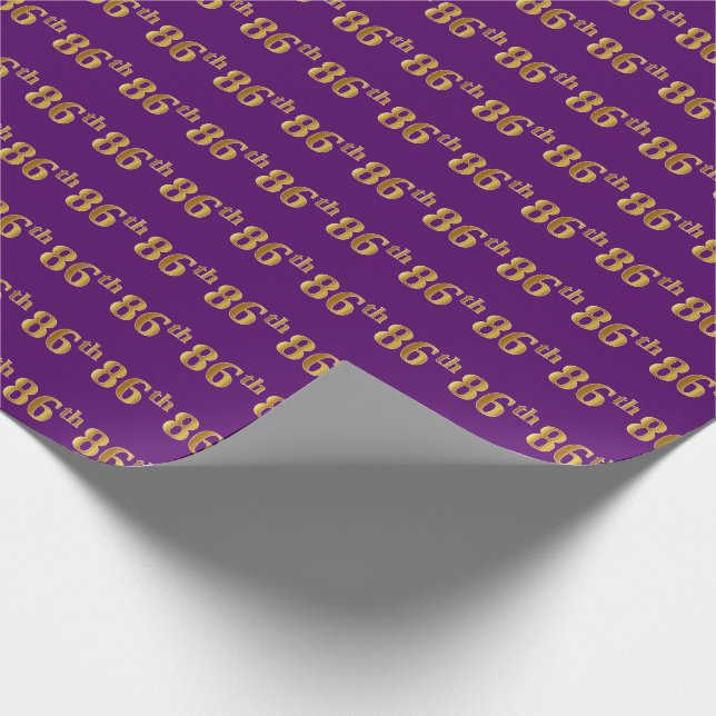 Papel De Regalo Purple, Faux Gold 86th (Ochenta y Sexto) Event (Esquina)