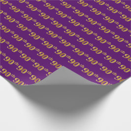 Papel De Regalo Purple, Faux Gold 90th (Ninetieth) Event
