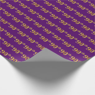Papel De Regalo Purple, Faux Gold 90th (Ninetieth) Event