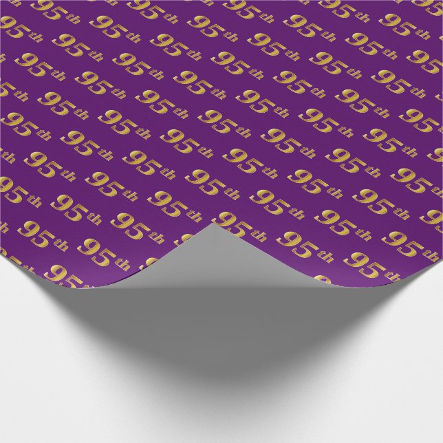 Papel De Regalo Purple, Faux Gold 95th (Noventa y Quinto) Evento (Esquina)