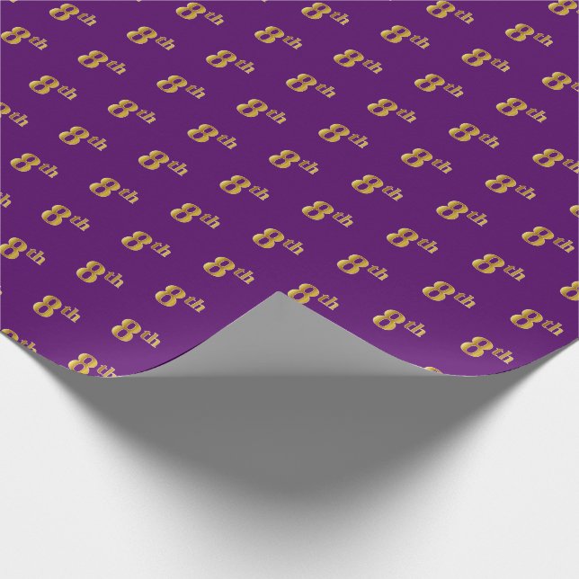 Papel De Regalo Purple, Faux Gold Octavo (Octavo) Evento (Esquina)