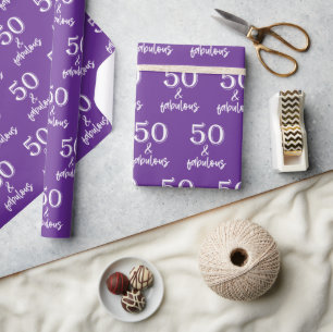 Papel De Regalo Purple Fifty y Fabuloso cumpleaños número 50