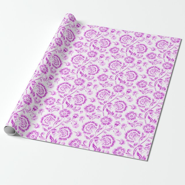 Papel De Regalo Purple Floral (Desenrollado)