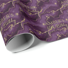 Papel De Regalo Purple Gold Abstract Marble Design