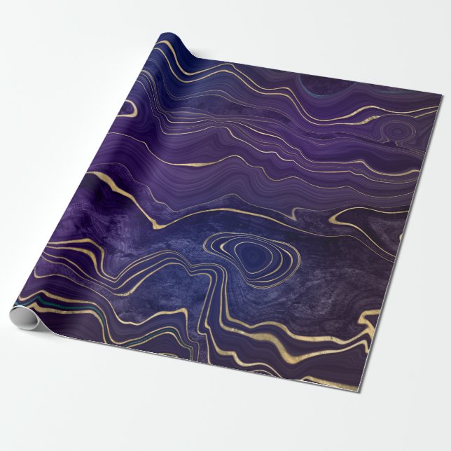 PAPEL DE REGALO PURPLE GOLD MARBLE BRAP BODA DE CUMPLEAÑOS (Desenrollado)